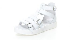 Oakoui : Ombra White Leather Flatform Sandals